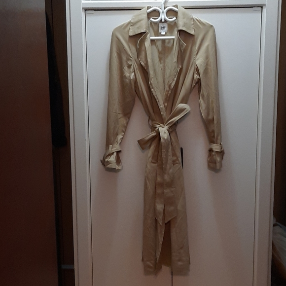 Gap Trench Coat Khaki Open Front With Belt NWOT - Picture 3 of 4